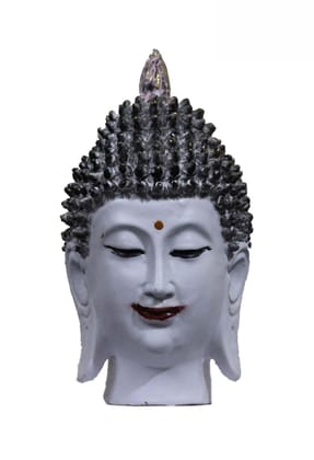 COPPERHOARD White Multicoloured Resin Meditating Buddha Head Statue with Beautiful Smile for Peace and Tranquility.