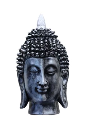 COPPERHOARD Multicoloured Grey White Resin Meditating Buddha Head Statue for Home Temple and as Showpiece.