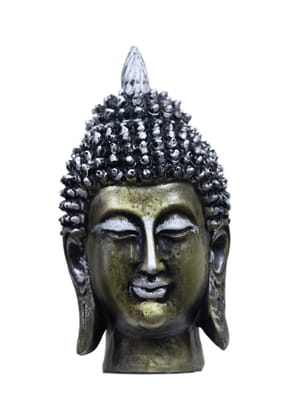 COPPERHOARD Brass Multicoloured Antique Resin Meditating Buddha Head Statue for Home Temple and as Showpiece.