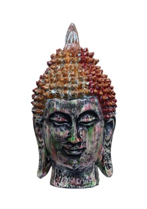 COPPERHOARD Multicoloured Resin Meditating Buddha Head Statue for Gifting Gift Home Decor and as Showpiece.