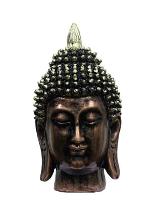 COPPERHOARD Gold Copper Resin Meditating Buddha Head Statue with Beautiful Smile for Home Decor and Gifting.