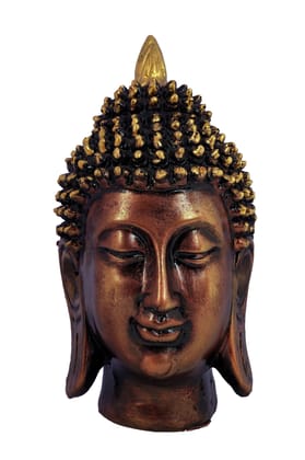 COPPERHOARD Antique Copper Colour Resin Buddha Head Statue Idol for Home Living Room Bedroom Decoration