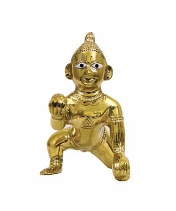 COPPERHOARD Brass Ashta Dhatu Laddu Gopal Kanha Bal Krishna Statue Idol 550 Grams for Home Temple Pooja Mandir