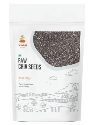 Shanai Foods Premium Raw Chia Seeds - 500g | With Omega3 | Healthy Snack | Chia Seeds for Weight Loss