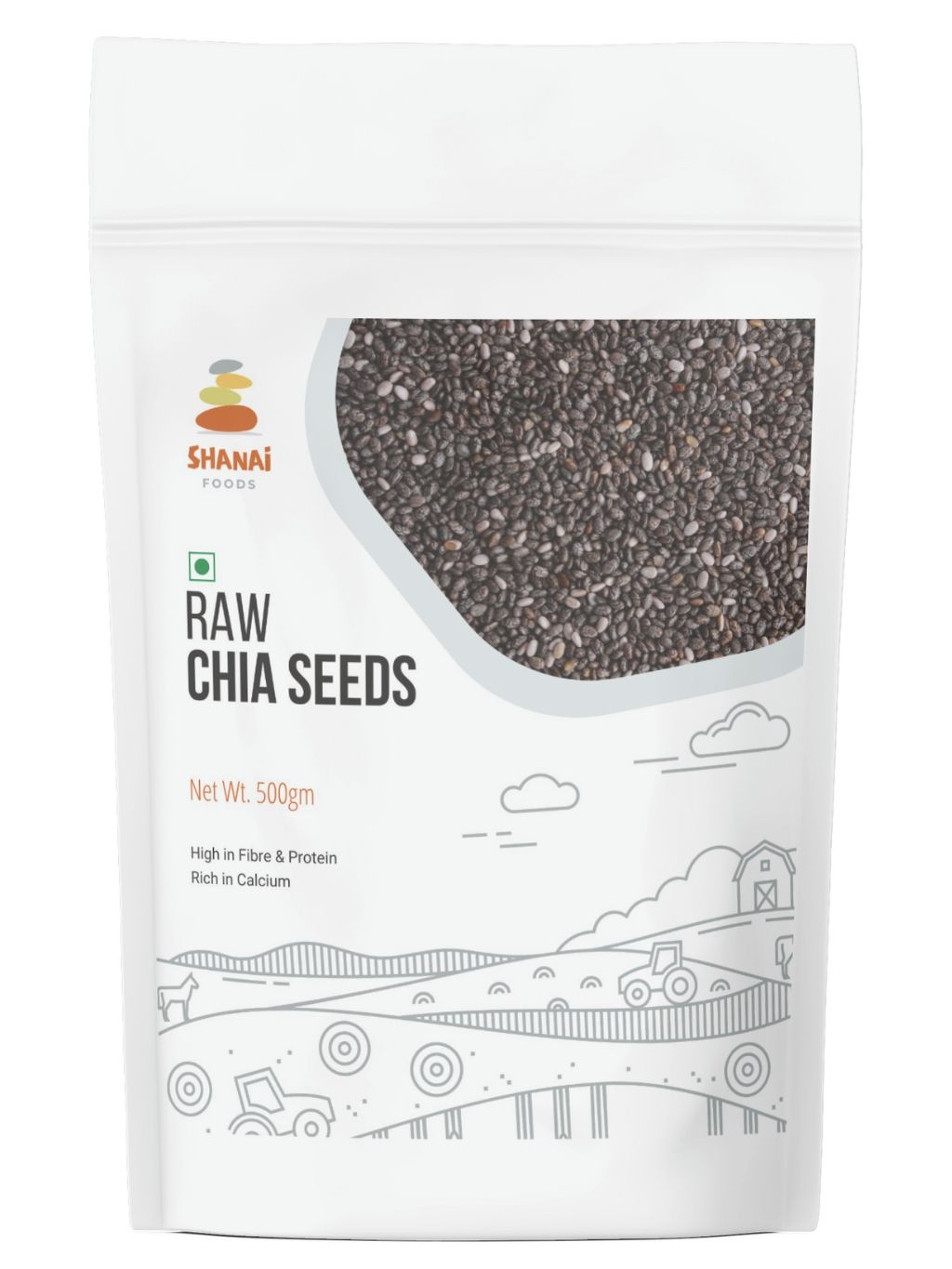 Shanai Foods Premium Raw Chia Seeds - 500g | With Omega3 | Healthy Snack | Chia Seeds for Weight Loss