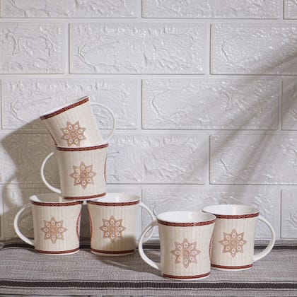 Femora Desh ki Mitti Bone China Tea Cups, Set of 6 pcs, 160 ML