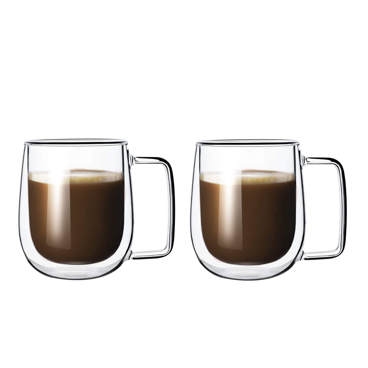 Femora Double Wall Crystal Glass Tea Cup Coffee Mug - 290 ML, Set of 2