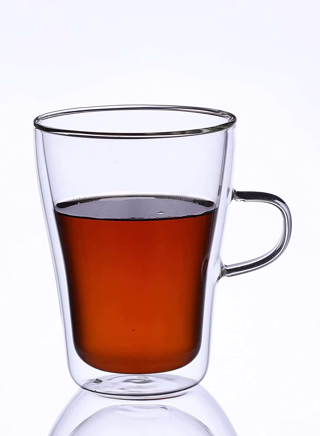 Femora Glass Double Wall Tea Cup, Transparent, 350ml (Single Piece)