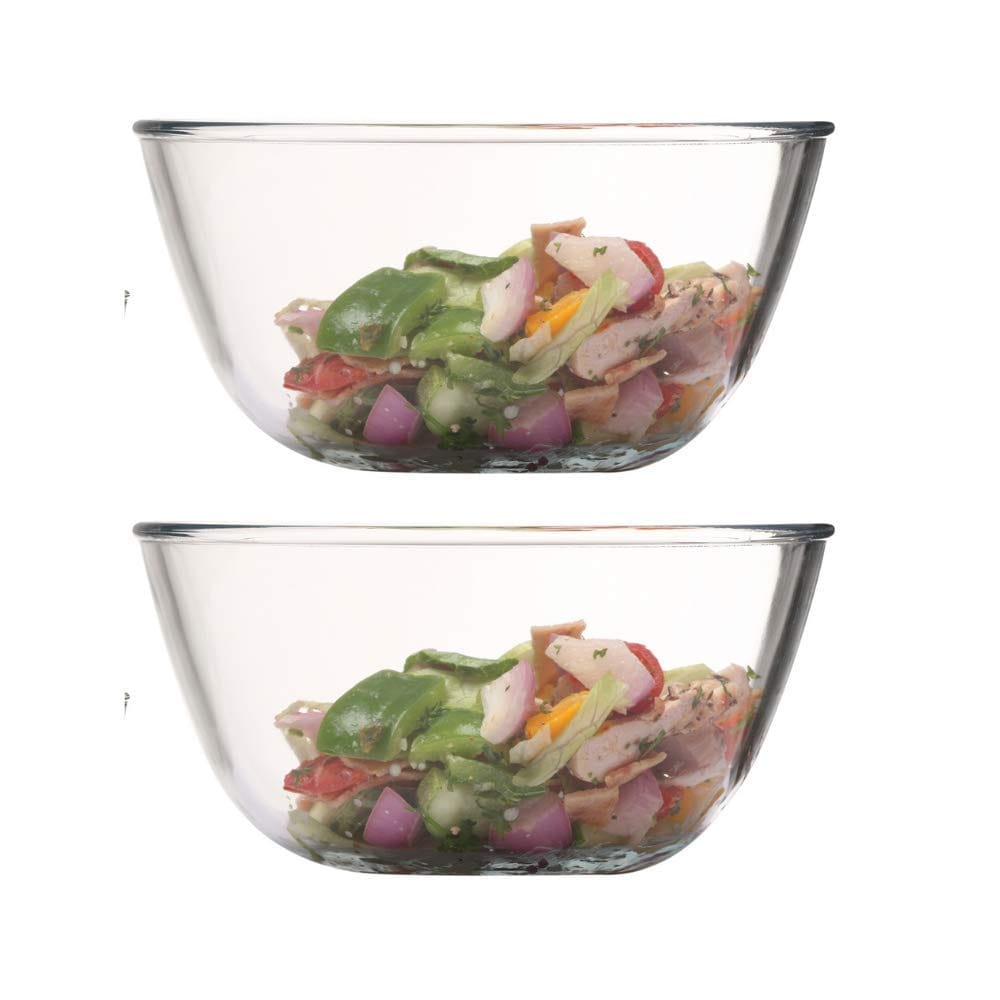 Femora Borosilicate Glass Solid Transparent Microwave Safe All-Purpose Mixing Bowl; 3600 ml -Set of 2