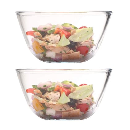 Femora Borosilicate Glass Microwave Safe All-Purpose Mixing Bowls,1650 ML, Set of 2