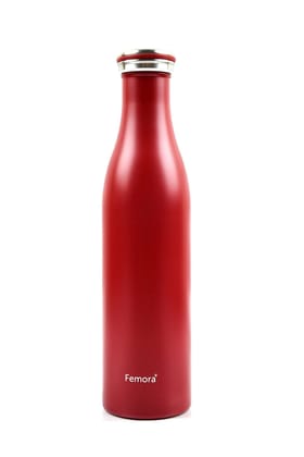 Femora Thermosteel Vacuum Cola Stainless Steel Bottle - 750 ML, Red, 12 hrs Hot and Cold