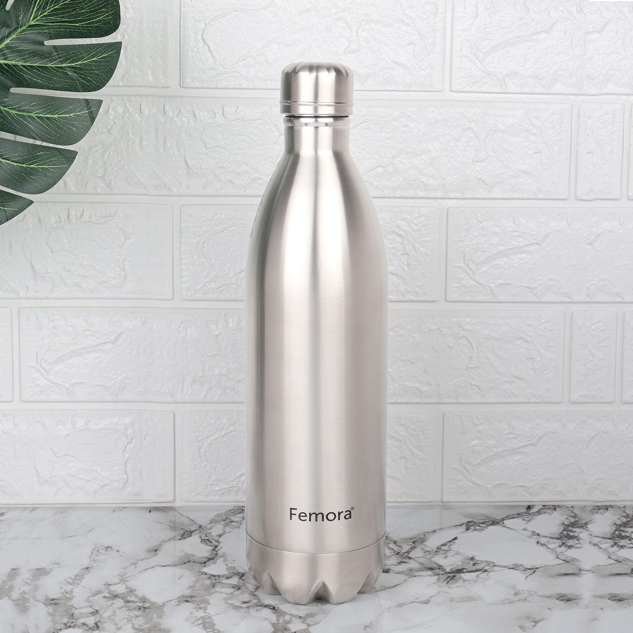 Femora Everest Stainless Steel Double Walled Flask Bottle, Hot and Cold, 1000ml, 1 Piece, Silver