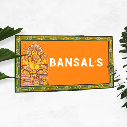 Personalized Lord Ganesha Wooden Pattachitra Name plates | NM23