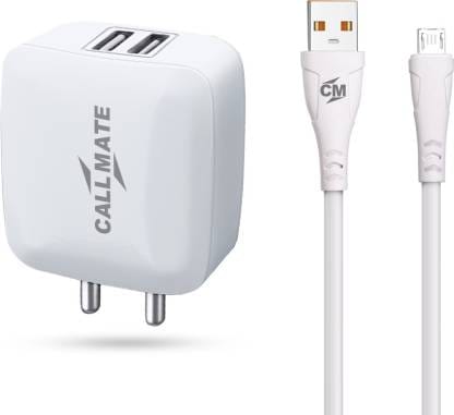 Callmate 15 W 2.4 A Multiport Mobile Charger with Detachable Cable  (White)