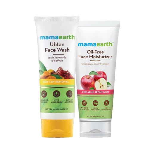 MAMAEARTH Ubtan facewash (100 ml) + Apple cider vinegar Moisturizer(80 gm) Combo Pack of 2