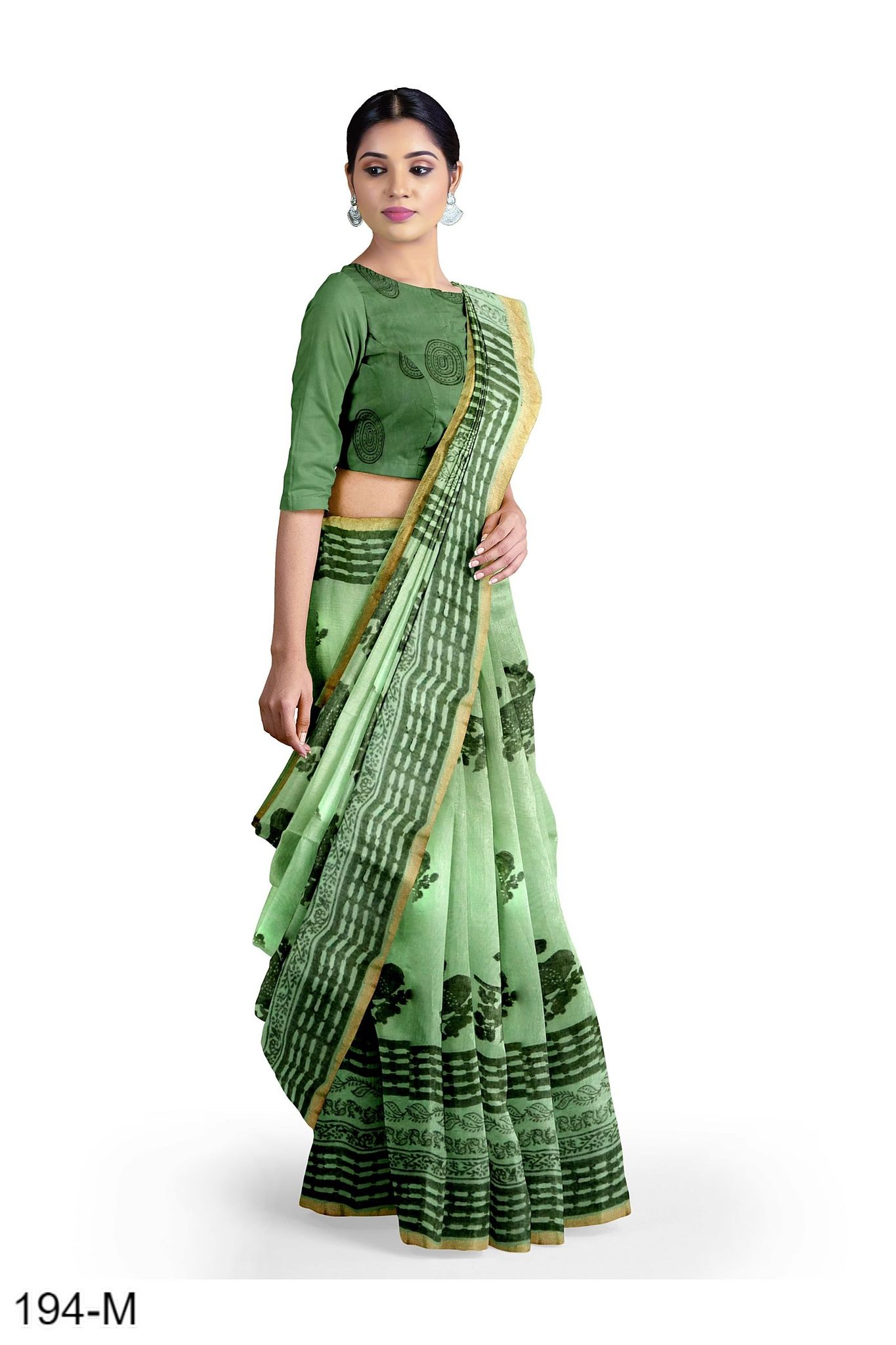 Green Bird Motif Maheshwari Saree