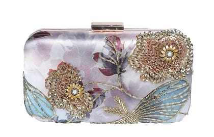 Womens Hand Embroided beaded Clutch Cum Sling bag