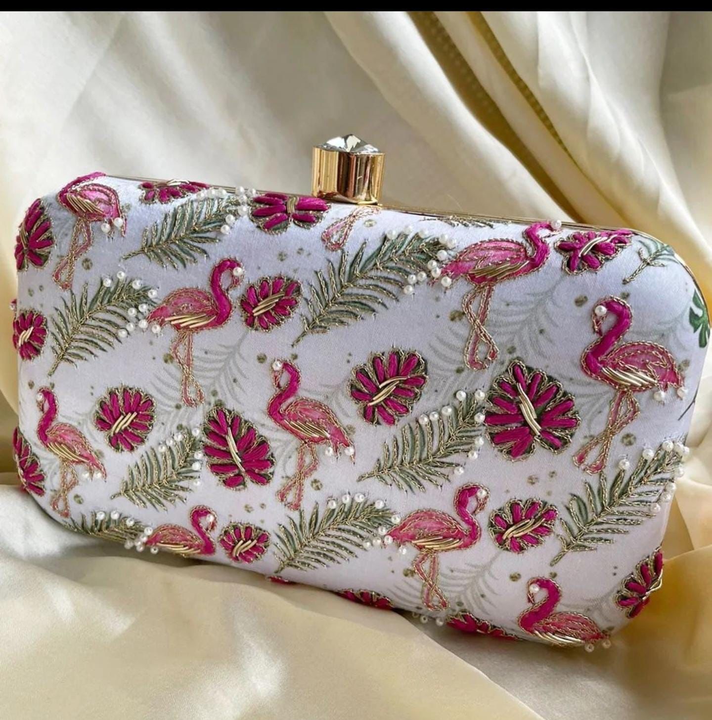 Embellished hand embroidered party hand Clutch cum sling bag