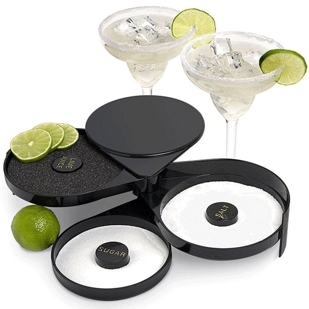 Navisha Glass Rimmer with 3 Compartments and Sponge, Sugar and Salt Bar Rimmer Great for Cocktails Margarita