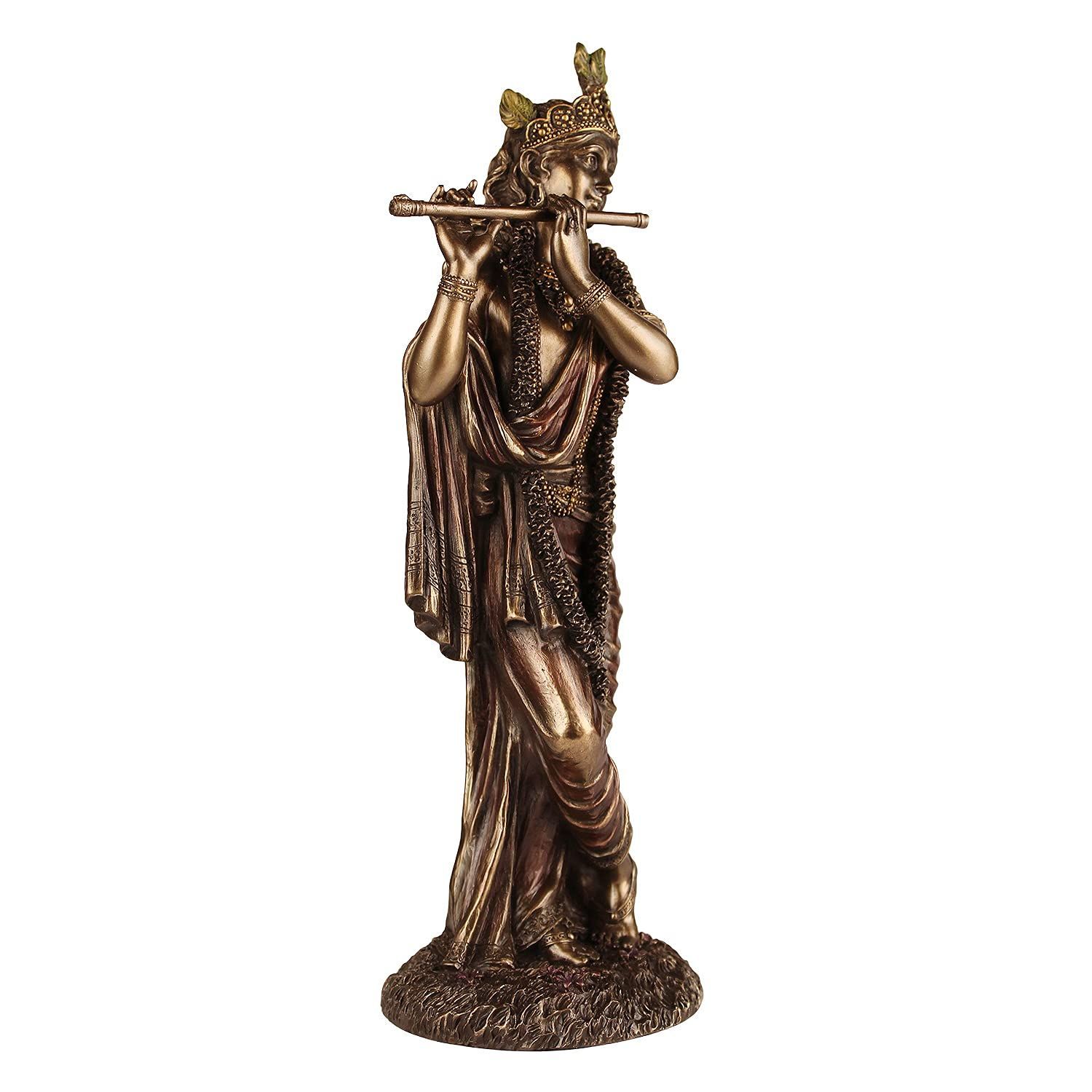 Kartique Brass Krishna Bhagwan Idol Murli Statue Murti Gift for