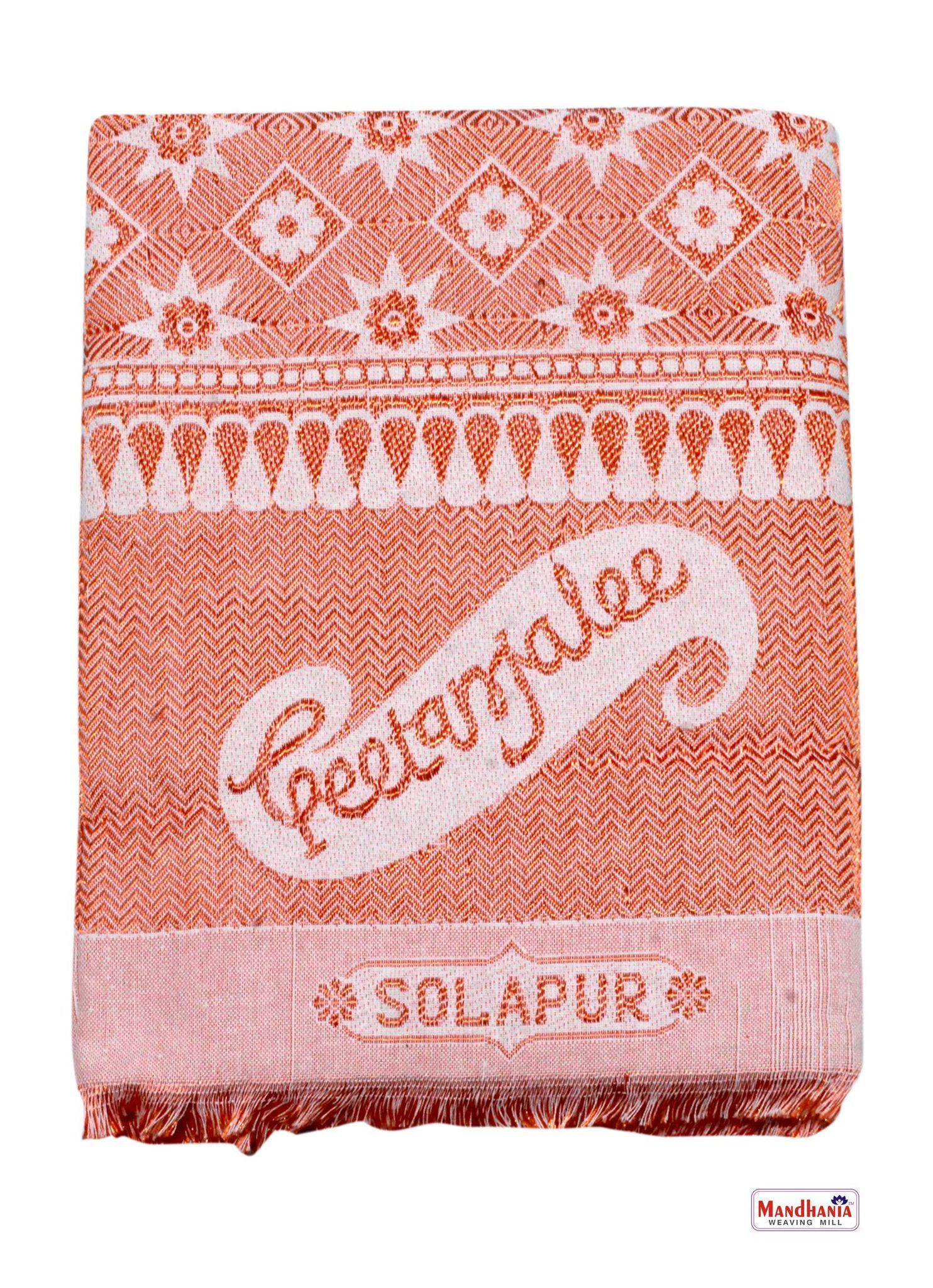 Mandhania Solapur Chaddar Single Blanket Cotton,Rayon�& Viscose Pack of 1 - Orange