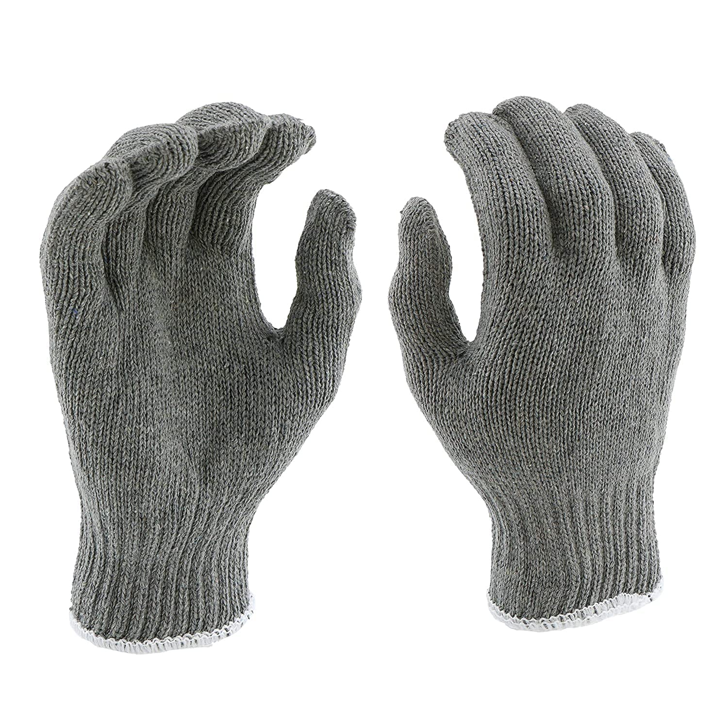 Solance Unisex Reusable Washable Knitted Cotton Safety Hand Gloves Free Size (Pack of 24) Grey