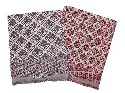 Mandhania Delux Quality Solapur Chaddar 100% Cotton Dailyuse Single Bed Blanket Pack of 2 Purple & Maroon