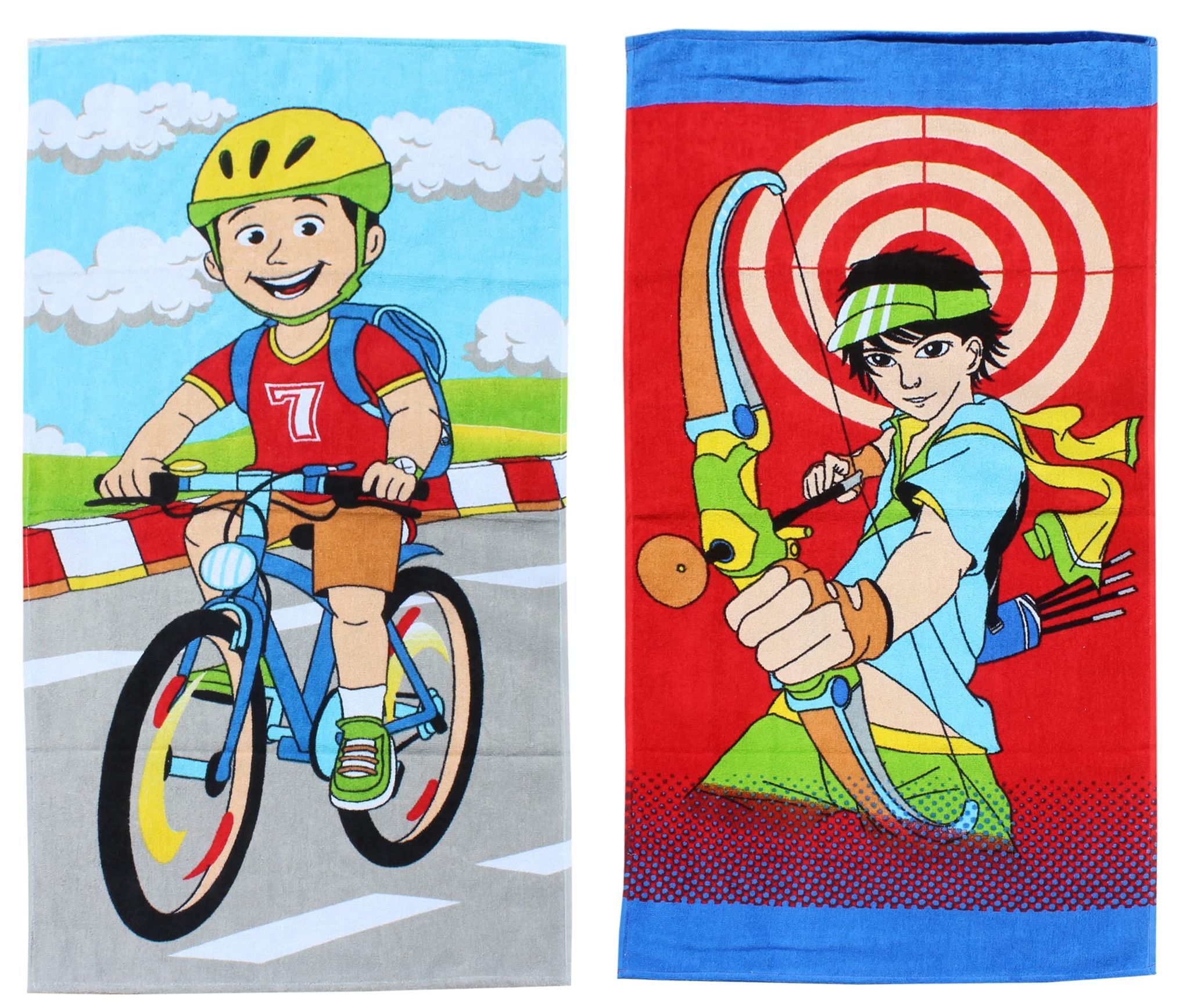 Mandhania Cotton Cartoon Printed Kids Bath Towel for Boys N Girls Pack of 2