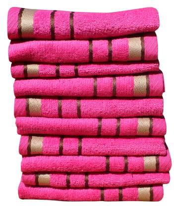 Mandhania Bitra 450 GSM Preimium Cotton Super Absorbent, Antibacterial Treatment Face Towels, 10x10 in Pack of 10 - Dark Pink