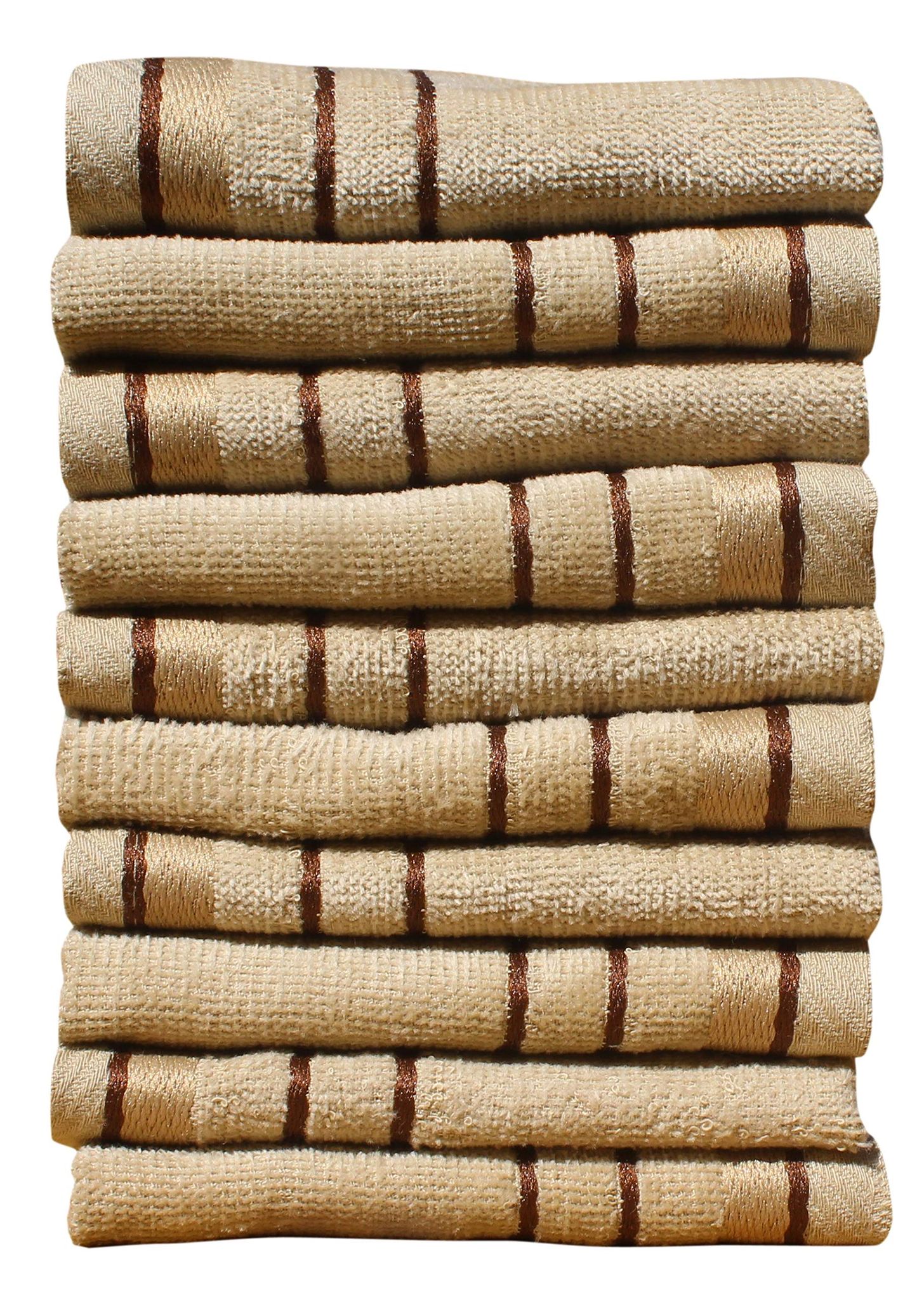 Mandhania Bitra 450 GSM Preimium Cotton Super Absorbent, Antibacterial Treatment Face Towels, 10x10 in Pack of 10 -Light Brown