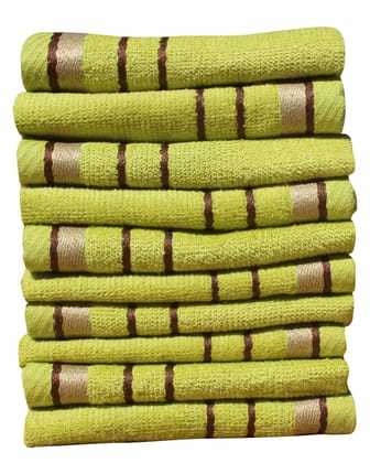 Mandhania Bitra 450 GSM Preimium Cotton Super Absorbent, Antibacterial Treatment Face Towels, 10x10 in Pack of 10 - Greenish