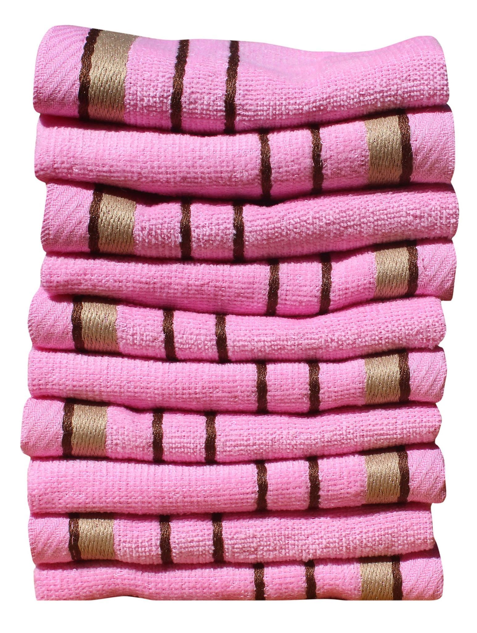 Mandhania Bitra 450 GSM Preimium Cotton Super Absorbent, Antibacterial Treatment Face Towels, 10x10 in Pack of 10 - Pink