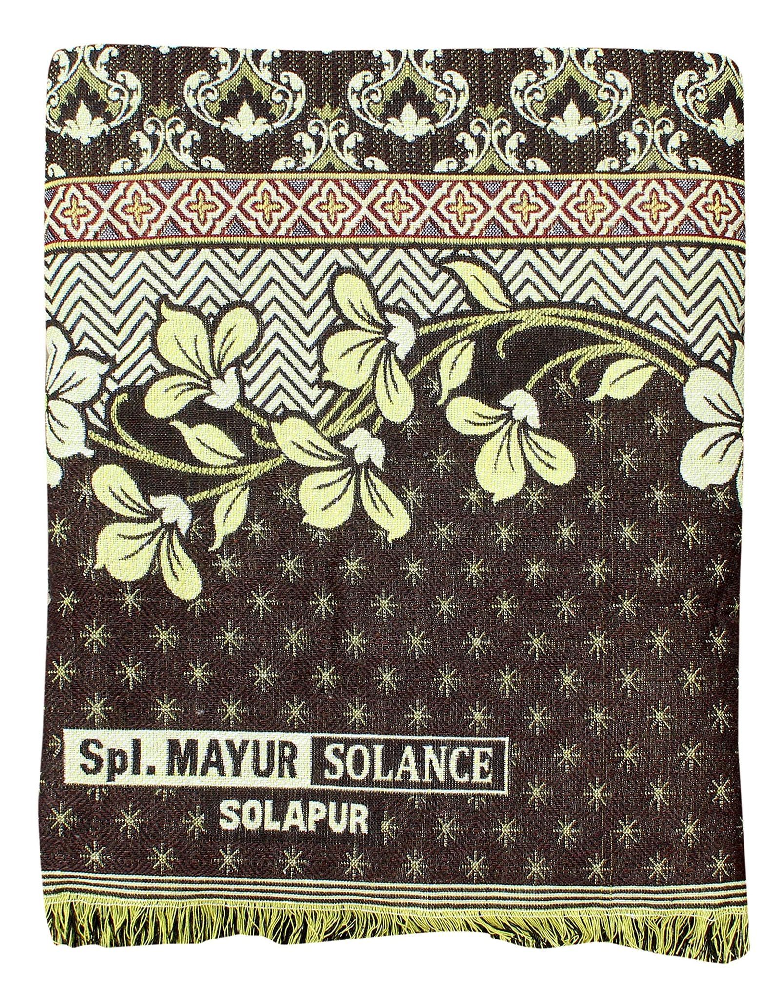 Solance Cotton Mayur Pankh Solapuri Chaddar (Extra Large Double, Brown)