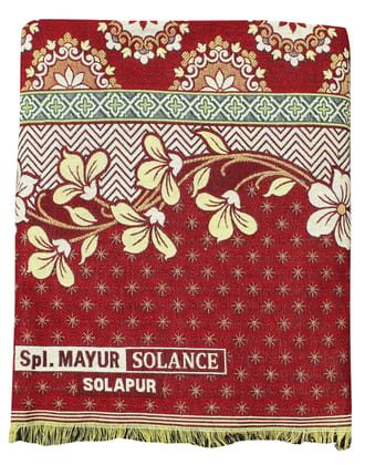 Solance Cotton Mayur Pankh Solapuri Chaddar (Extra Large Double, Red)