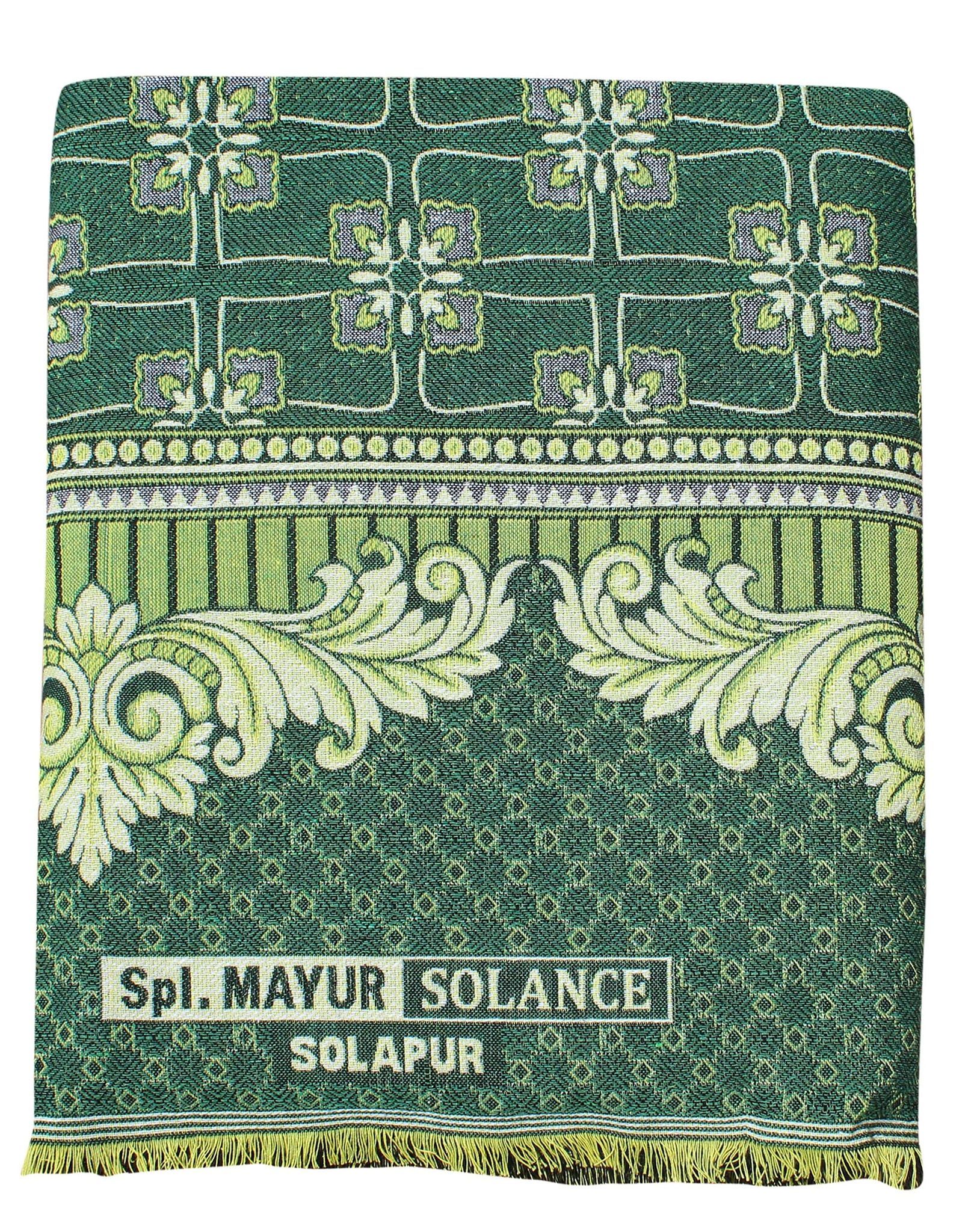 Solance Cotton Mayur Pankh Solapuri Chaddar (Extra Large Double, Green)