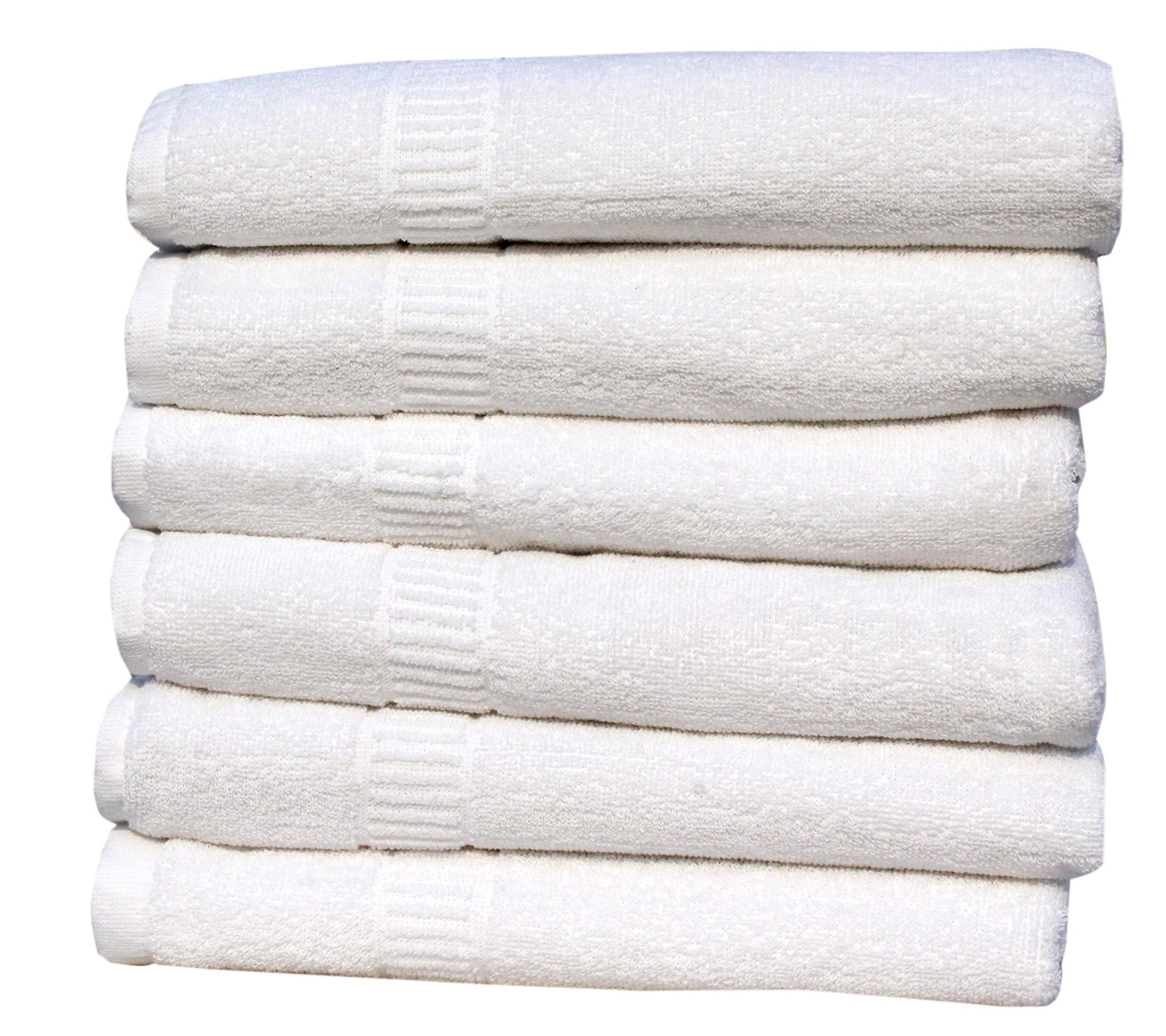 Mandhania Lovely White Cotton Bath Towels 400 GSM (28x57) Pack of 6