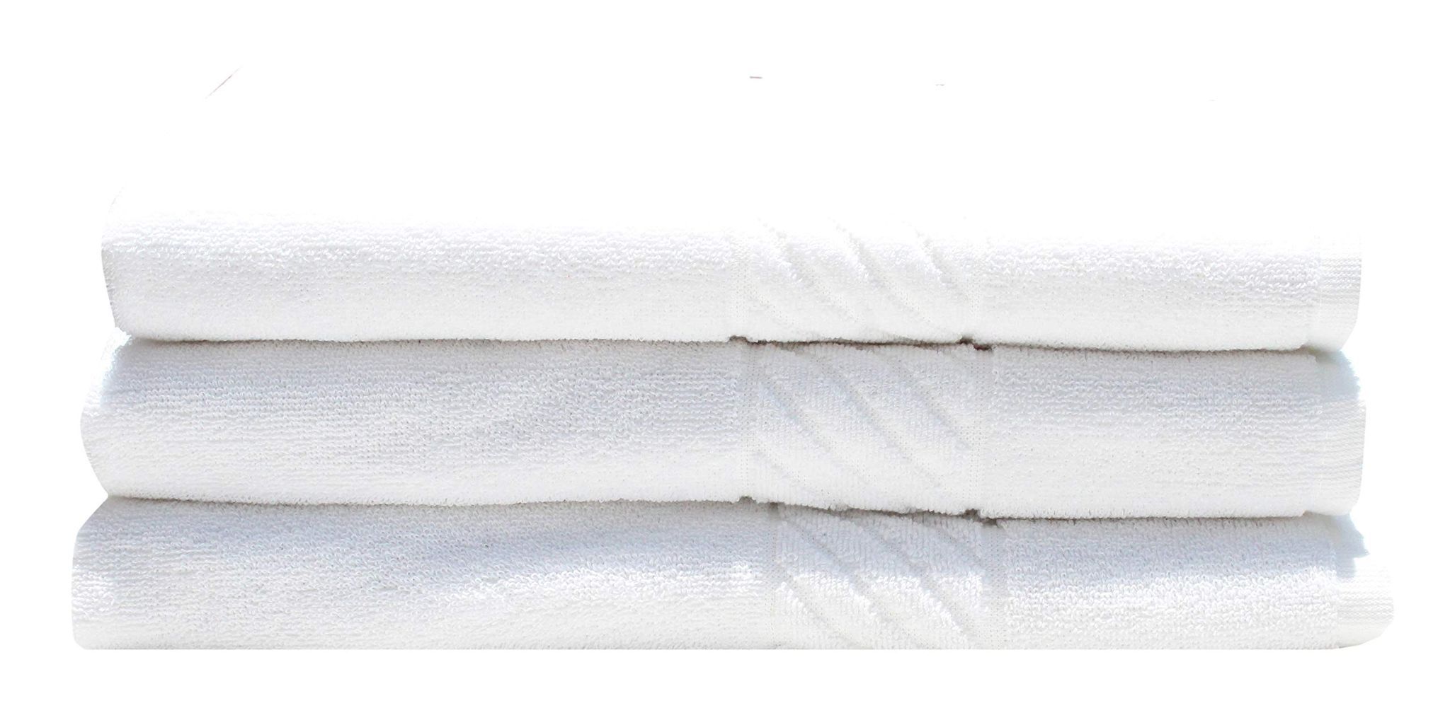 Mandhania Lovely White Cotton Bath Towels 450 GSM (28x57) Pack of 3