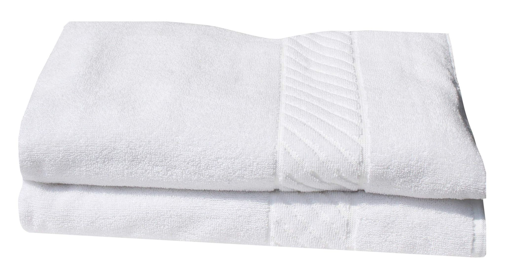 Mandhania Lovely White Cotton Bath Towels 450 GSM (28x57) Pack of 2