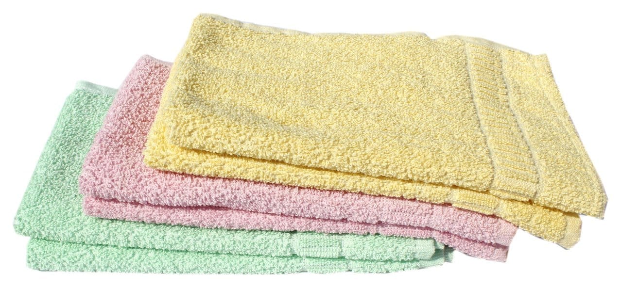 Mandhania Cotton Hand Towels Pack of 6 (Green, Yellow and Pink. 14 inch x 21 inch)