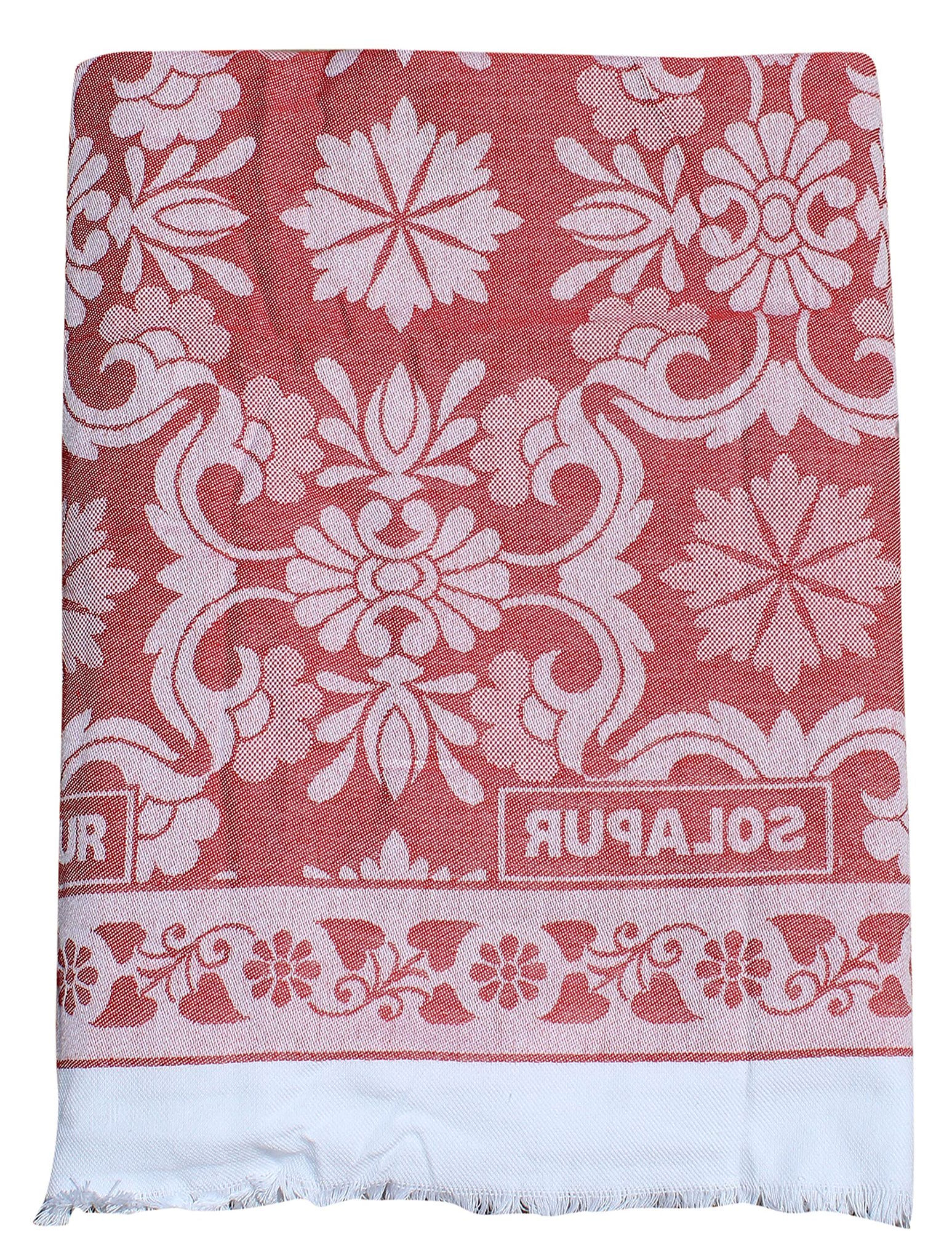 Mandhania Cotton Light Weight Single Bed Daily Use Solapur Chaddar (86 inch x 56 inch, Peach)