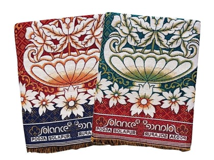 Solance by Mandhania Solapur Chaddar Cotton Blanket, Bed Sheet Single Bed Full Size Pack of 2 (PCSS208)