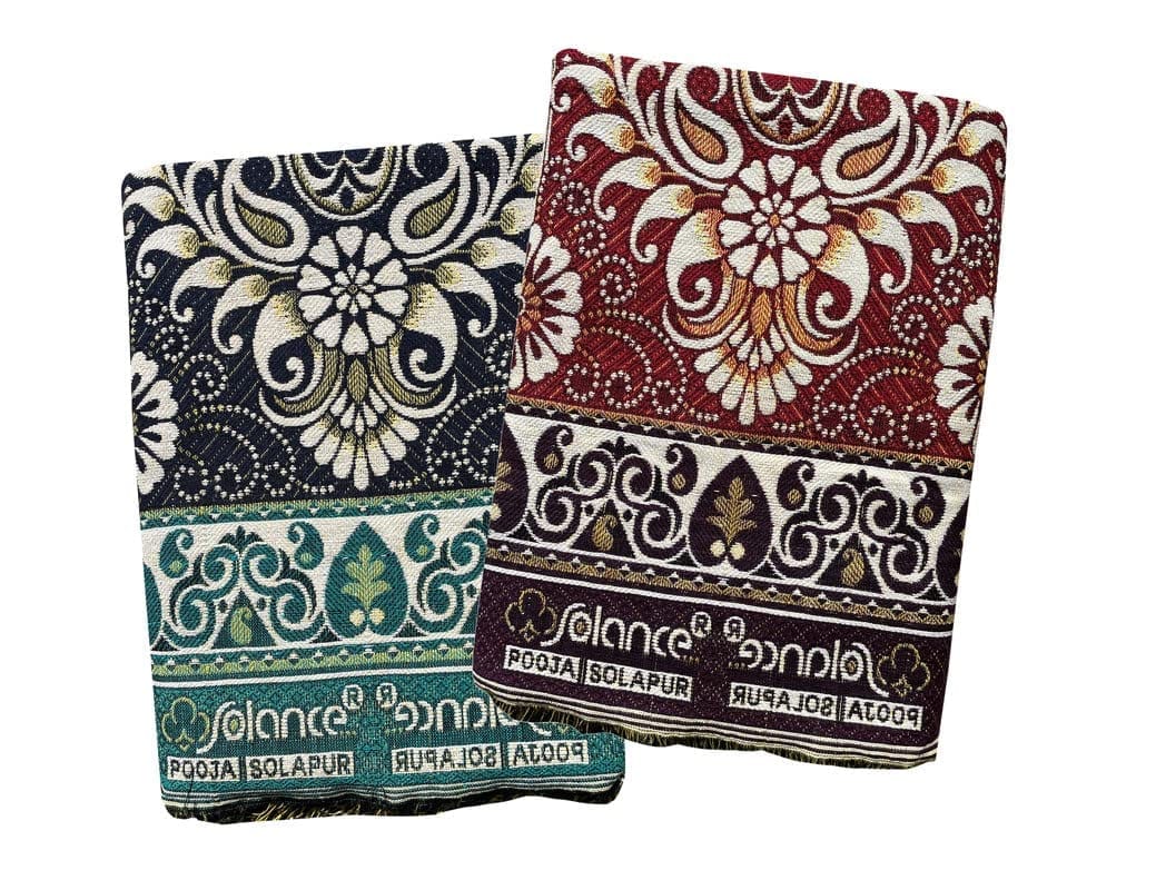 Solance by Mandhania Solapur Chaddar Cotton Blanket, Bed Sheet Single Bed Full Size Pack of 2 (PCSS204)