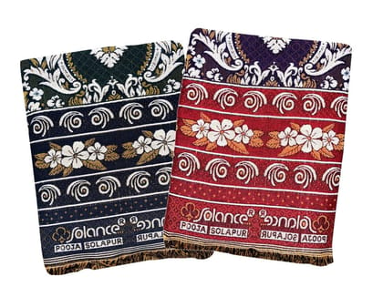 Solance by Mandhania Solapur Chaddar Cotton Blanket, Bed Sheet Single Bed Full Size Pack of 2 (PCSS201)