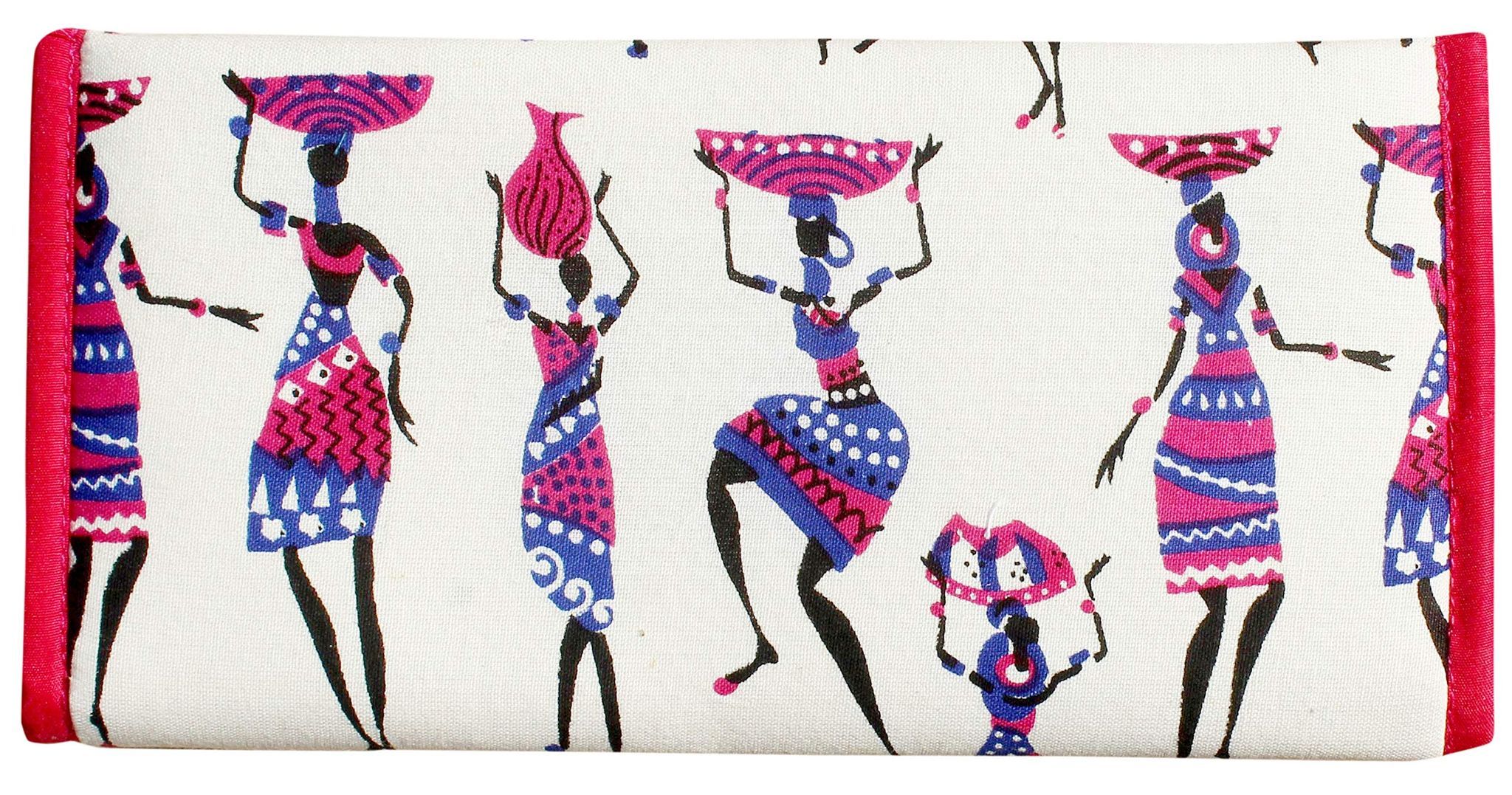 Mandhania Handcrafted Warli Print Women Wallet|Clutch|Ladies Purse Pack 1 Pink