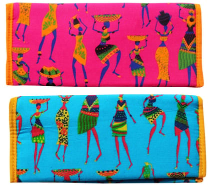 Mandhania Handcrafted Warli Print Women Wallet|Clutch|Ladies Purse Pack 2