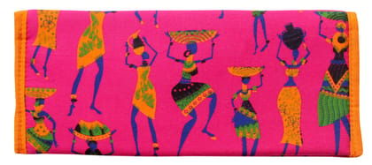 Mandhania Handcrafted Warli Print Women Wallet|Clutch|Ladies Purse Pack 1 Pink