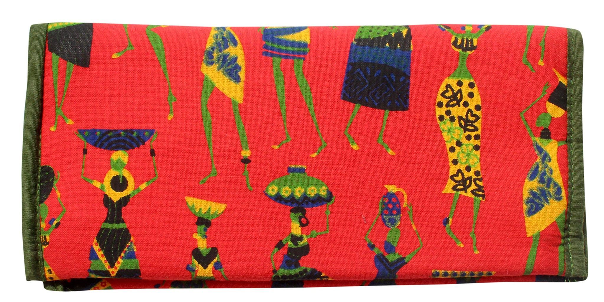 Mandhania Handcrafted Warli Print Women Wallet|Clutch|Ladies Purse Pack 1 Red