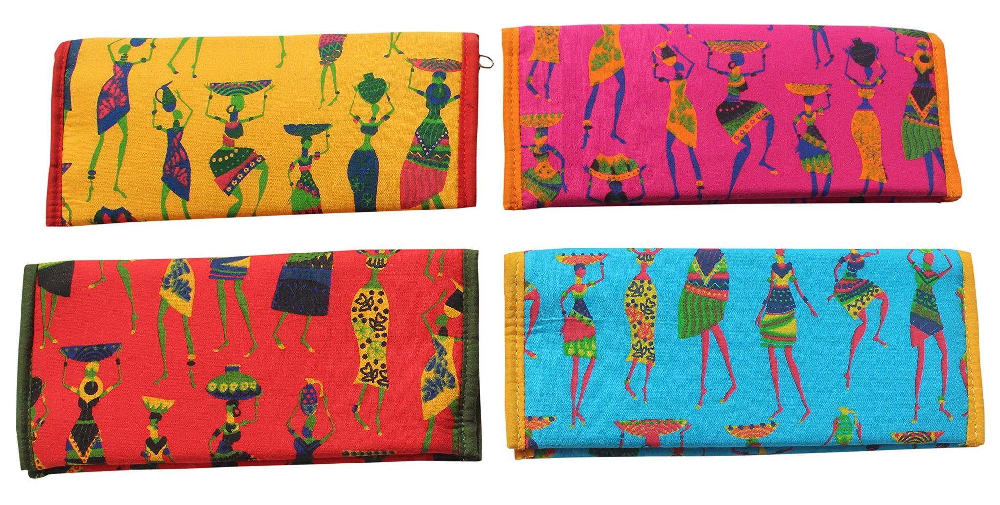 Mandhania Handcrafted Warli Print Multicolour Women's Wallet- Pack of 4