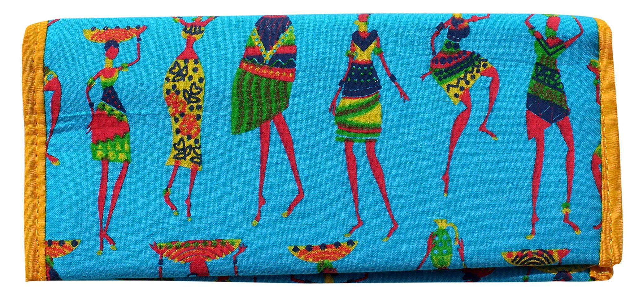 Mandhania Handcrafted Warli Print Women Wallet|Clutch|Ladies Purse Pack 1 Blue