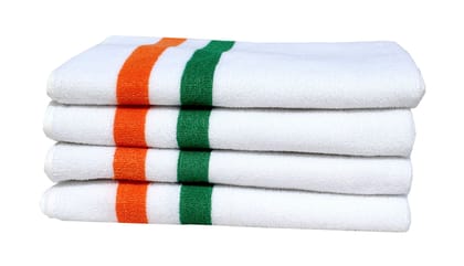 Mandhania Indian Tricolor Cotton Bath Towel 400 GSM (28x57) Pack of 4